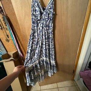 Angie Blue and White Floral High Low Dress